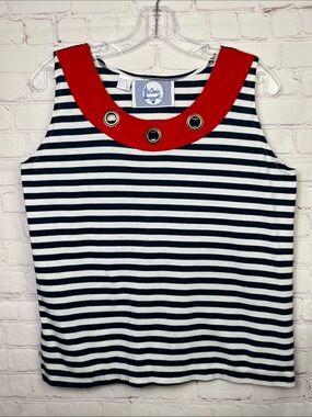 Vintage Le Chois Sport Striped Nautical Tank Top